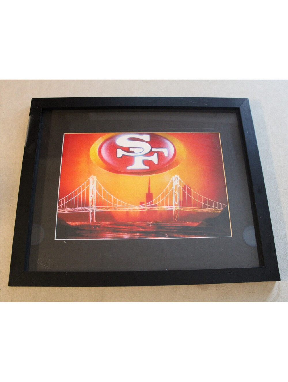 OOAK RARE Street Art San Francisco 49ers Giants Golden Gate Framed Matted 20x16